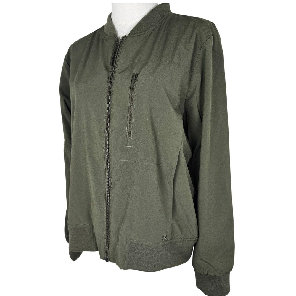 Banana Republic Womens Olive Green Zip Bomber Jacket Ribbed Trim Size M